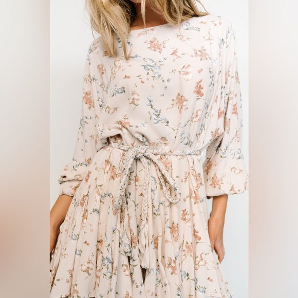 Baltic Born Galia Mini Dress in Beige Blue Green Floral NWT - Picture 5 of 16